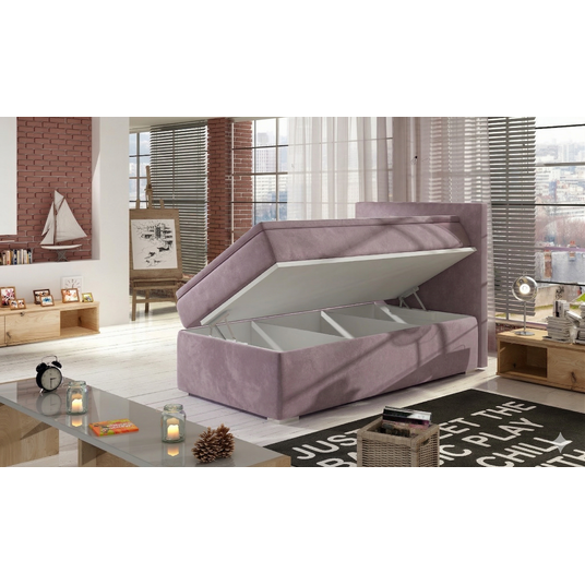Continental lova su patalynės dėže dešinėje Rocco 90x200, rausva, audinys Soro 65