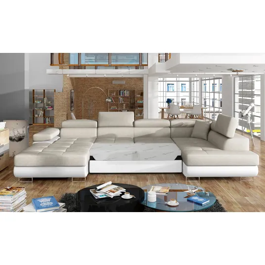 Kampinė sofa Rodrigo su patalynės dėže, audinys Dora 21, Soft 17