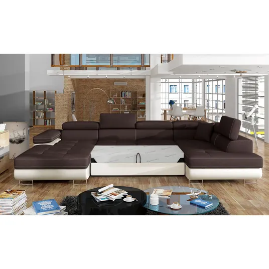Kampinė sofa Rodrigo su patalynės dėže, audinys Sawana 26, Soft 33