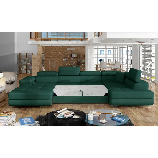 Kampinė sofa Rodrigo su patalynės dėže, audinys Kronos 19