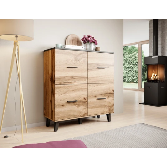 Chest of drawers LOTTA 110 (4D) woatan oak/black