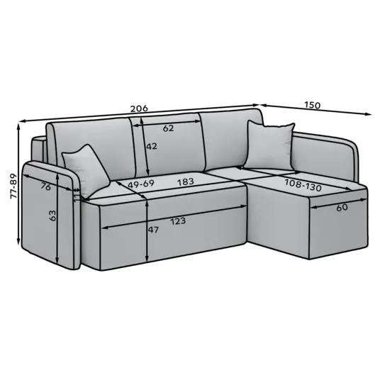 Stūra dīvāns Hudson, tumši pelēks