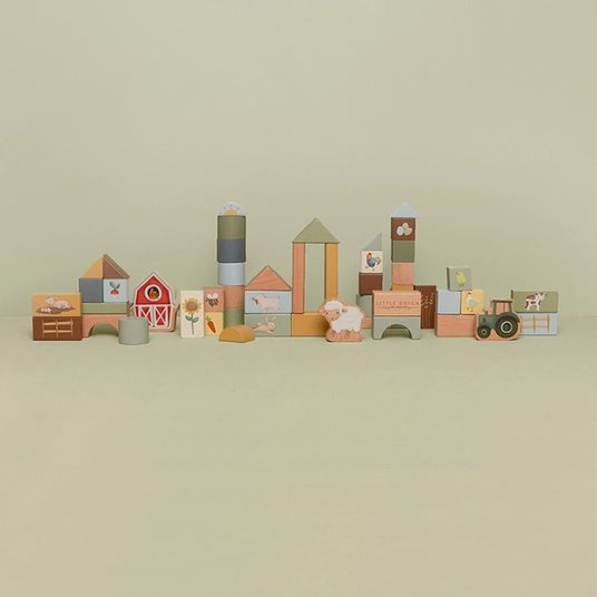 "Little Dutch Little Farm" puidust ehitusklotsid, 50 tk.