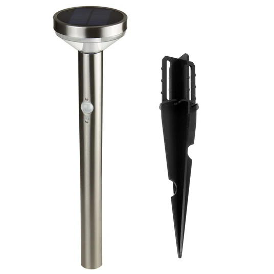 Maclean Solar LED Lamp, with Sensor, 3 Modes, Hammer, Li-ion 18650, IP44, 3,7V, 1200 mAh, Chrome matt, MCE465 C/M