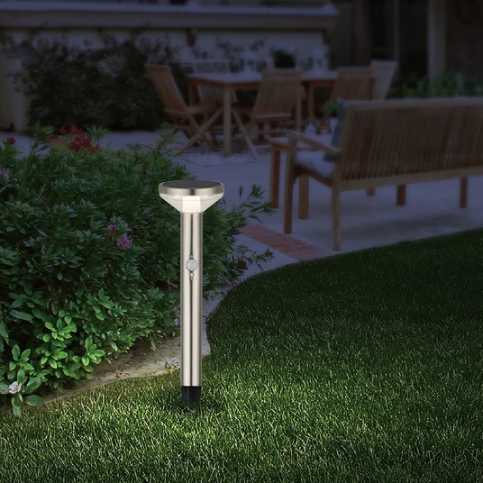 Maclean Solar LED Lamp, with Sensor, 3 Modes, Hammer, Li-ion 18650, IP44, 3,7V, 1200 mAh, Chrome matt, MCE465 C/M