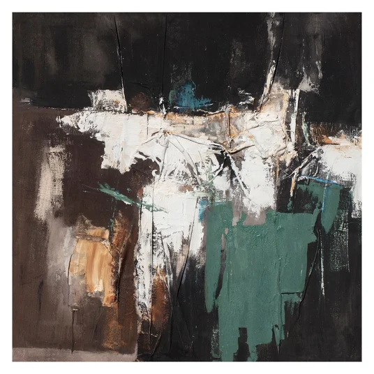 Õlimaal, 120 x 120 cm, abstraktne õhtune stseen