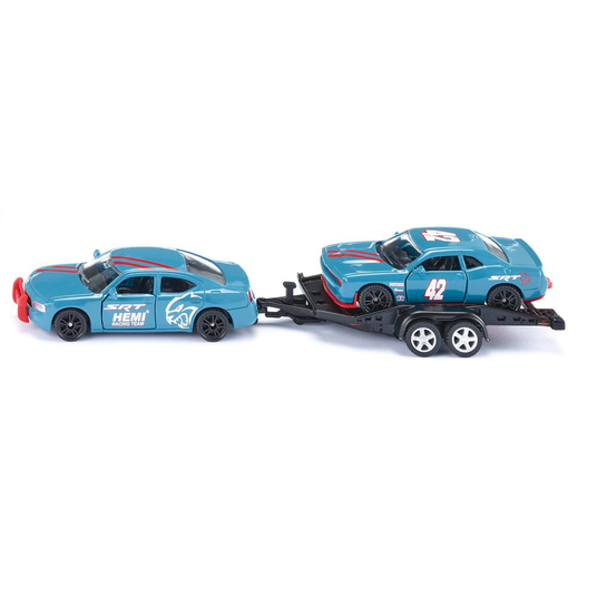 SIKU Dodge Charger su Dodge Challenger SRT Racing ir priekaba, 1:55
