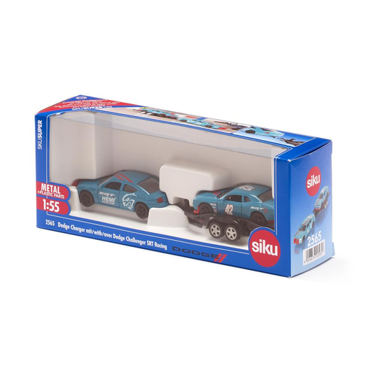 SIKU Dodge Charger su Dodge Challenger SRT Racing ir priekaba, 1:55