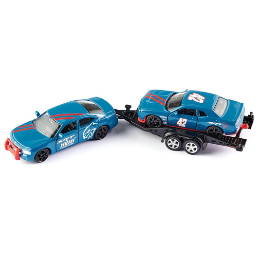 SIKU Dodge Charger su Dodge Challenger SRT Racing ir priekaba, 1:55