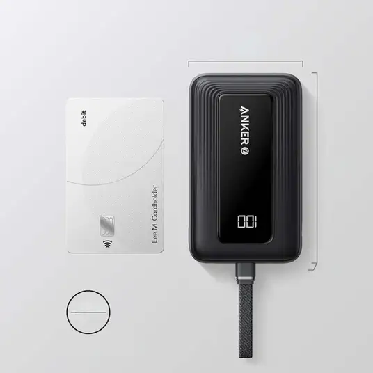 Ulkoinen akku Anker Power Bank (10000 mAh, 30W, Built-In USB-C+Lightning Cable) Black