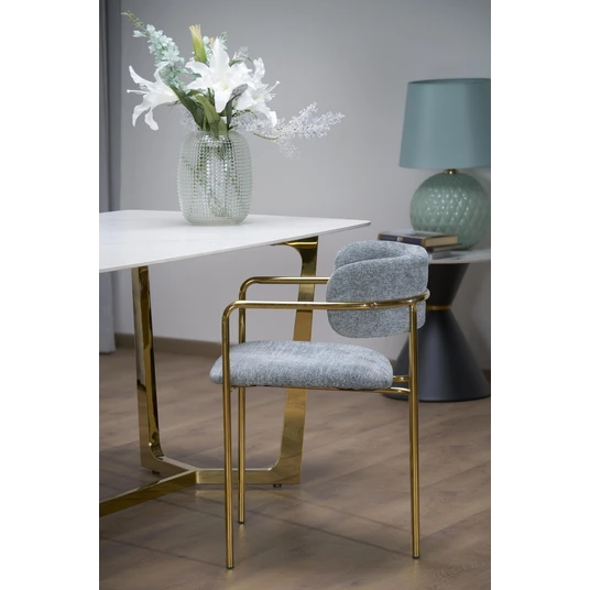 CLEMENTE table, color: top - white marble, legs - gold