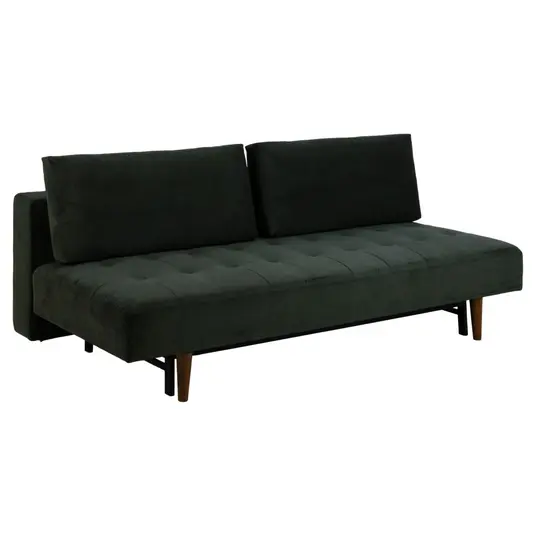 Blain sofa bed, Seat dark green Wind 190, Base rubberwood smoked, 200x105x83 cm