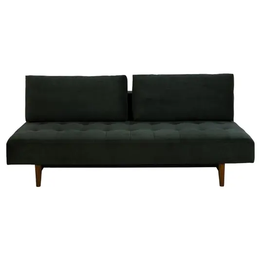 Blain sofa bed, Seat dark green Wind 190, Base rubberwood smoked, 200x105x83 cm
