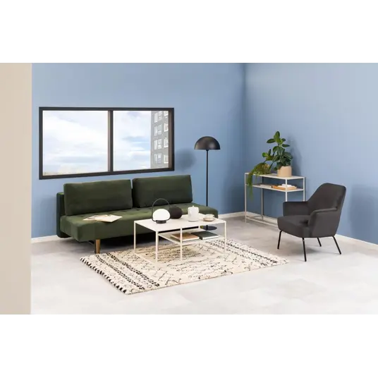 Blain sofa bed, Seat dark green Wind 190, Base rubberwood smoked, 200x105x83 cm