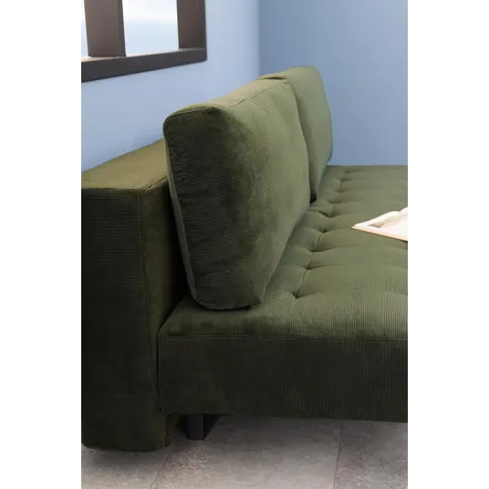 Blain sofa bed, Seat dark green Wind 190, Base rubberwood smoked, 200x105x83 cm