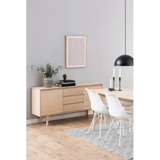 Nagano sideboard, Top oak veneer white pigm, Base oak white pigment, 150x40x75 cm