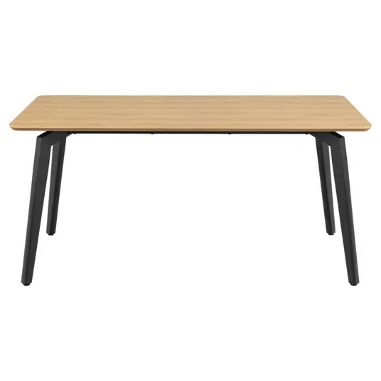 Cadiz dining table, Top melamine oak, Base steel matt black, 160x90x75 cm