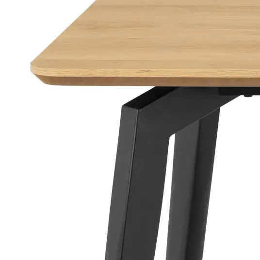 Cadiz dining table, Top melamine oak, Base steel matt black, 160x90x75 cm