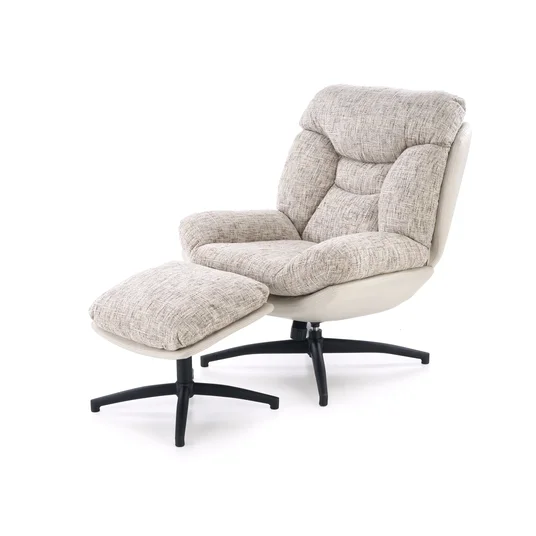 KRONOS armchair with ottoman, beige / multicolored