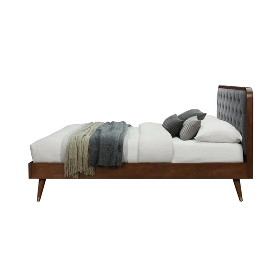 CASSIDY 140 bed, grey / walnut