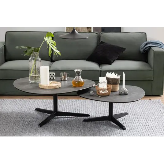 Barnsley coffee table, Top ceramic black Fairba., Base steel matt black, 84x77x34 cm