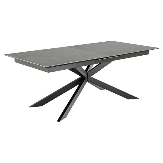 Irwine dining table, Top ceramic black Fairba., Base steel matt black, 200/240x100x76 cm