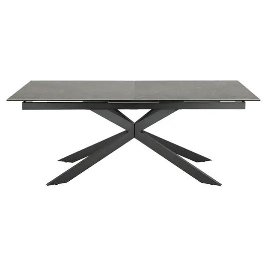 Irwine dining table, Top ceramic black Fairba., Base steel matt black, 200/240x100x76 cm