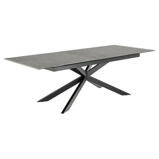Irwine dining table, Top ceramic black Fairba., Base steel matt black, 200/240x100x76 cm