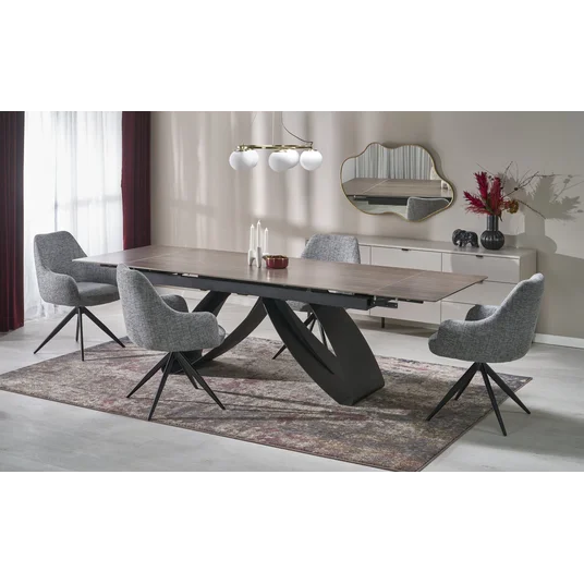 HILARIO extension table, walnut / black