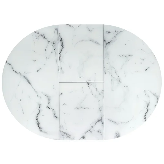 VERTIGO extension table, color: top - white marble, legs - black