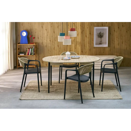 PIVOT extension table top - artisan oak, legs - black
