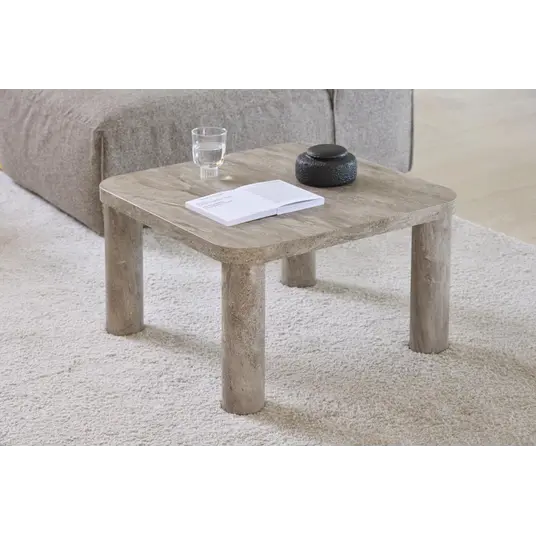 Solano coffee table, Top paper grey marble, Base paper grey marble, 60x60x36 cm