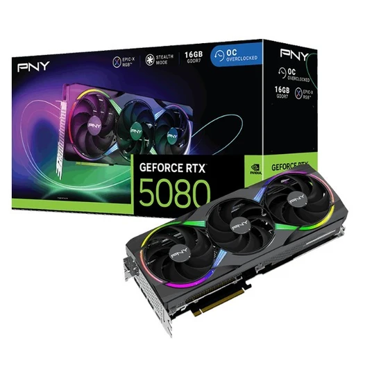 PNY GeForce RTX 5080 ARGB EPIC-X RGB™ Triple Fan 16GB OC DLSS 4