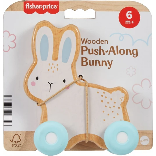 Wooden bunny on wheels