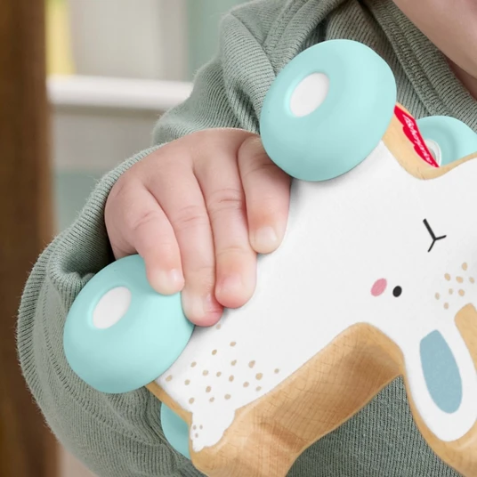 Wooden bunny on wheels