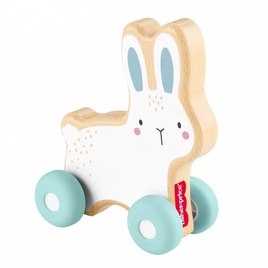 Wooden bunny on wheels