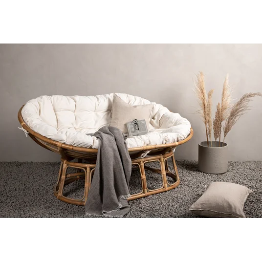 Mamasan Rattan Love Seat Nature - Double - balta pagalvėlės - Ersätter 2107-101