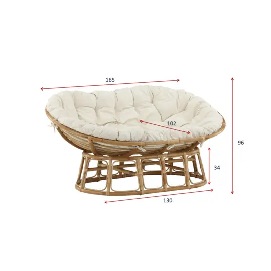 Mamasan Rattan Love Seat Nature - Double - balta pagalvėlės - Ersätter 2107-101