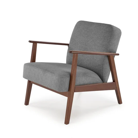 MILANO 1S, leisure chair, grey CASTEL#93 / dark walnut