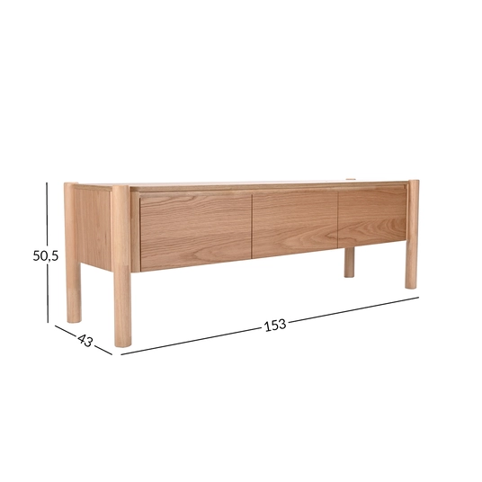 TV cabinet GARDENIA 153x43xH50,5cm, oak