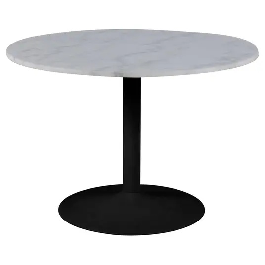 Tarifa dining table set, Top marble white Guangxi, Base steel matt black, Ø110x75 cm
