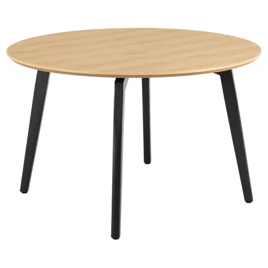 Cadiz dining table set, Top melamine oak, Base steel matt black, Ø120x75 cm
