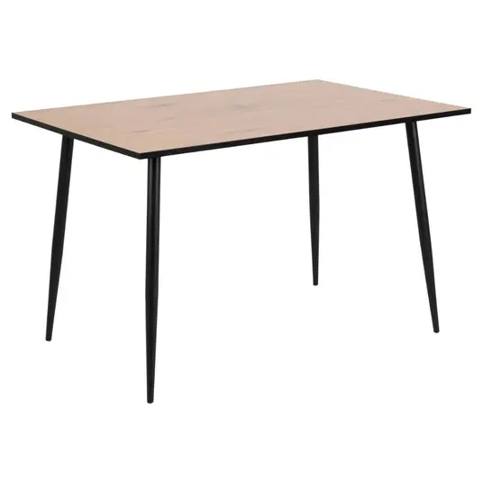 Wilma dining table set, Top melamine wild oak, Base steel matt black, 120x80x75 cm