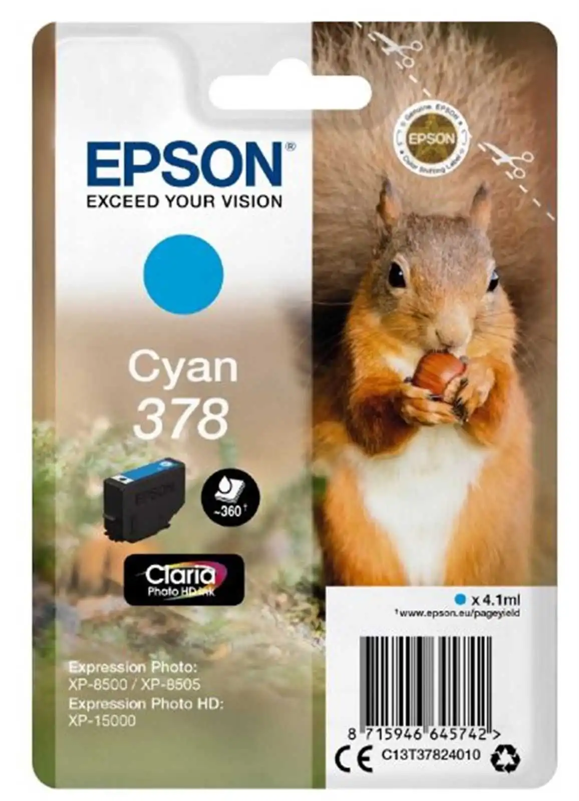 "Epson tinte 378 C13T37824010 Cyan