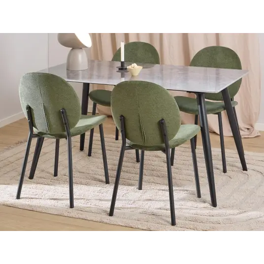 Wicklow dining table set, Top ceramic grey Batis, Base steel matt black, 140x80x75 cm