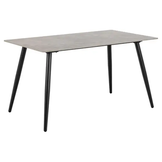 Wicklow dining table set, Top ceramic grey Batis, Base steel matt black, 140x80x75 cm