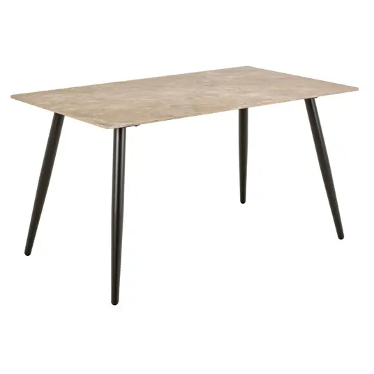 Wicklow dining table set, Top ceremic brown Aberta, Base steel matt black, 140x80x75 cm