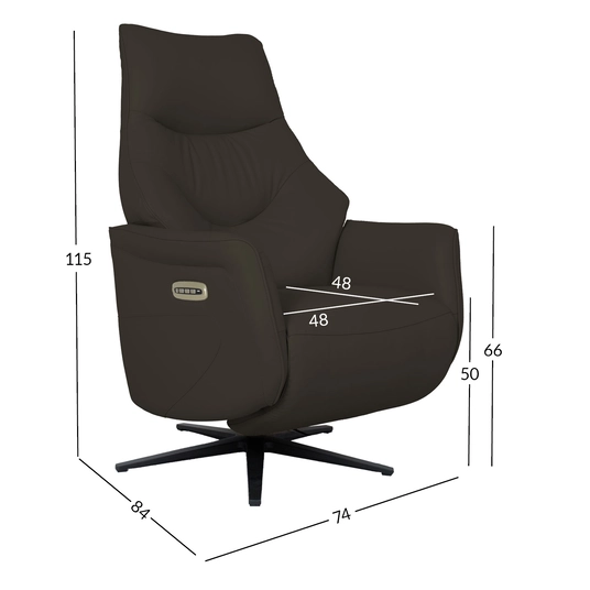 Tugitool DAYANA elektriline recliner 74x84xH115cm, pruun nahk