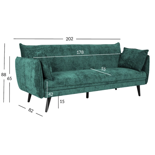 Diivanvoodi NOELLA 3-kohaline 212x82xH88cm, roheline