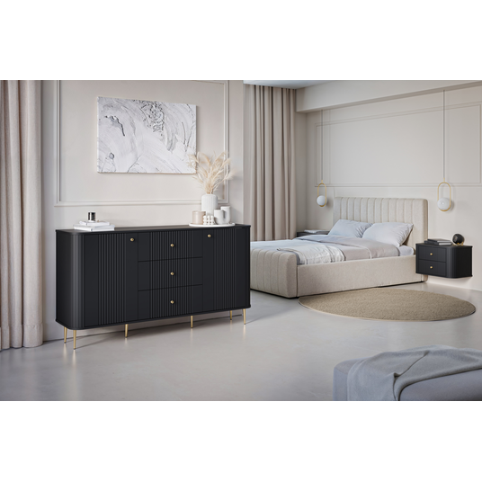 2 x VESPER NIGHT CUPBOARD 56 2SZ must mdf must mdf kuldne käepide rippkapp